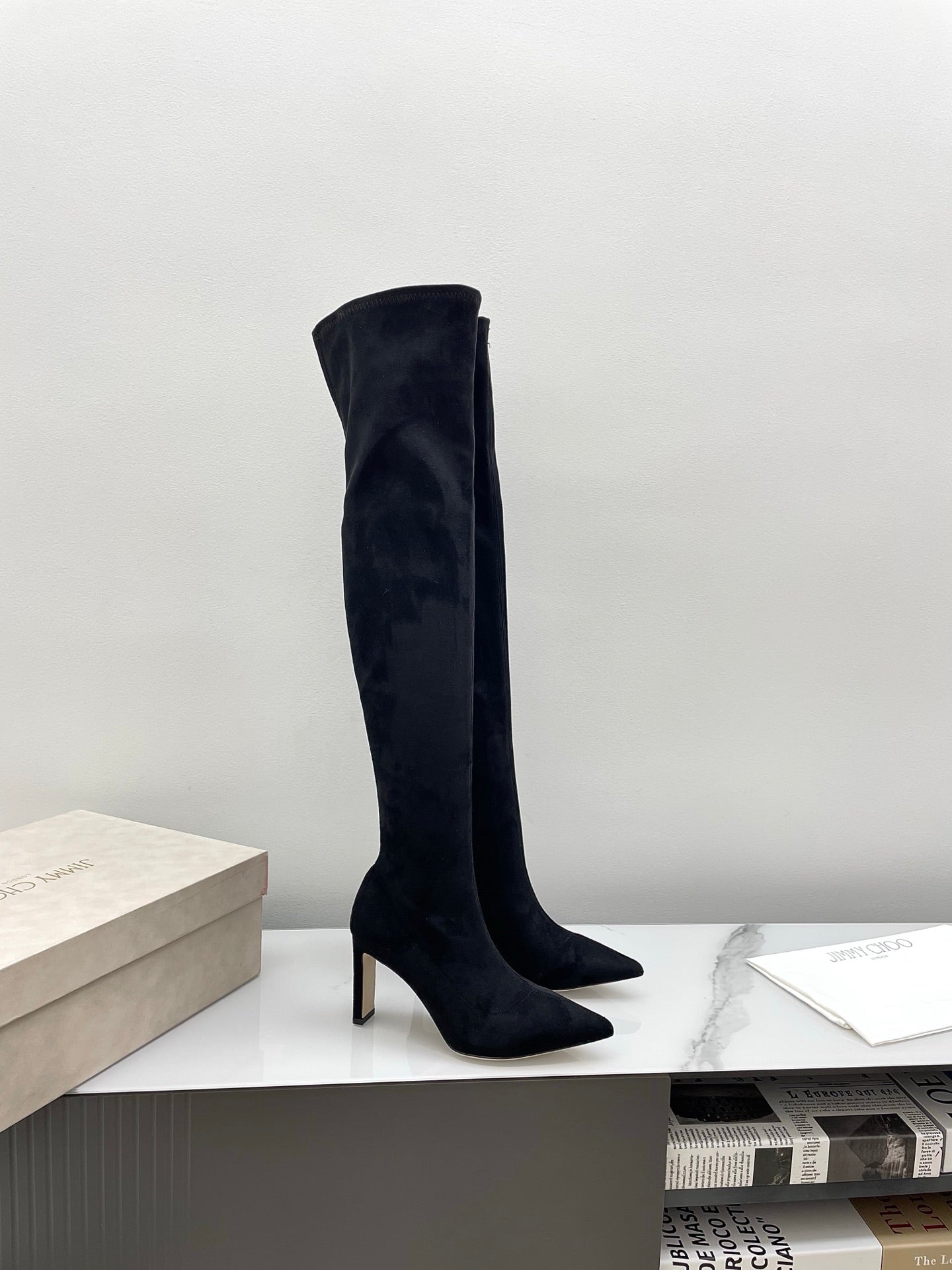 Jimmy Long Boots 85mm Black Suede  511616