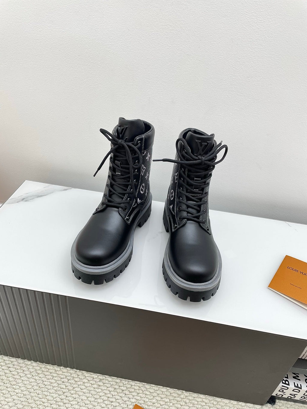 LV 25 Ankle Boots Black Monogram Cowhide 576224
