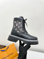 LV 25 Ankle Boots Black Monogram Cowhide 576224