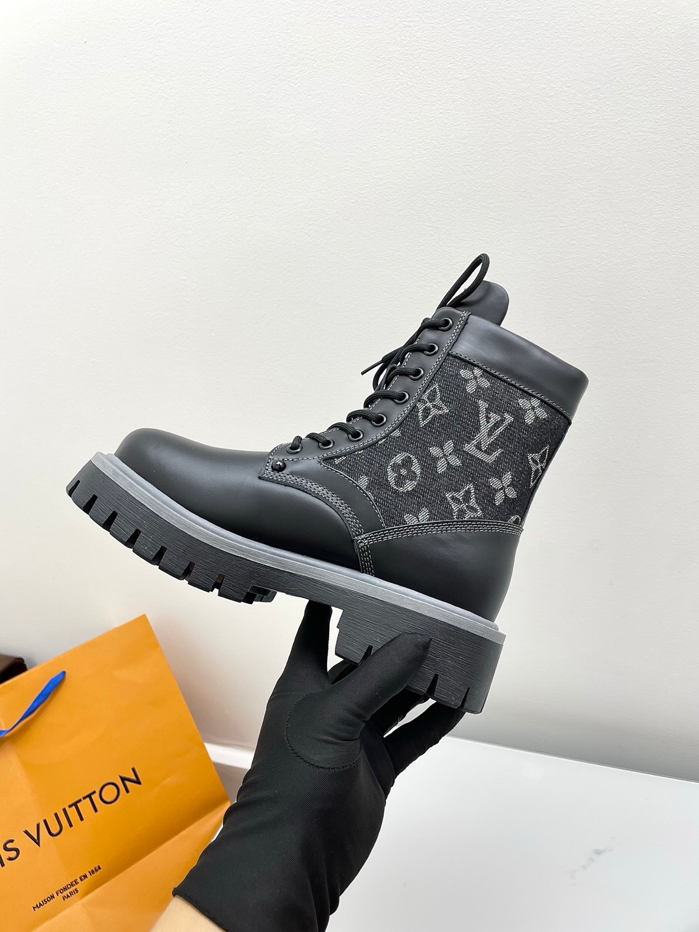 LV 25 Ankle Boots Black Monogram Cowhide Denim 576226