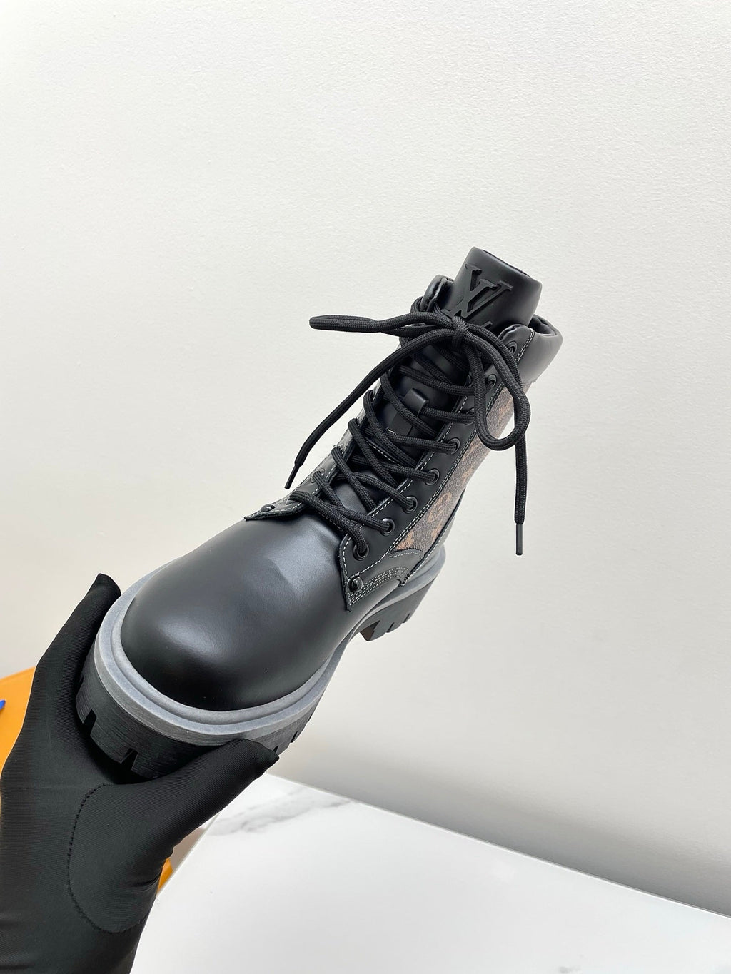LV 25 Ankle Boots Black Brown Monogram Cowhide 576225