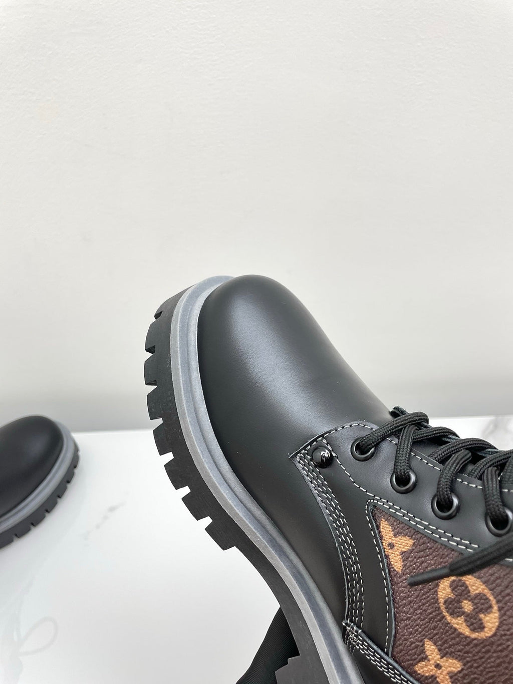 LV 25 Ankle Boots Black Brown Monogram Cowhide 576225