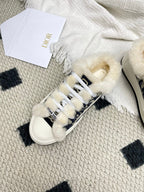 CD Walk'n Dior Platform Sneaker Black Beige Oblique Motif Fabric Wool
