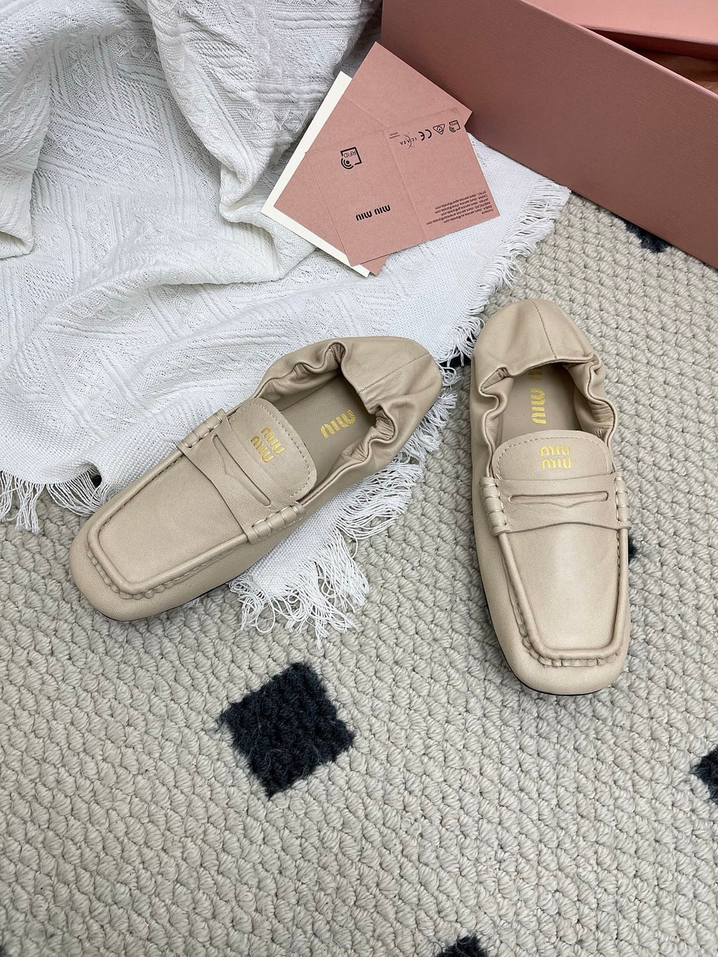 Miu Ruches Light Beige Leather 611333