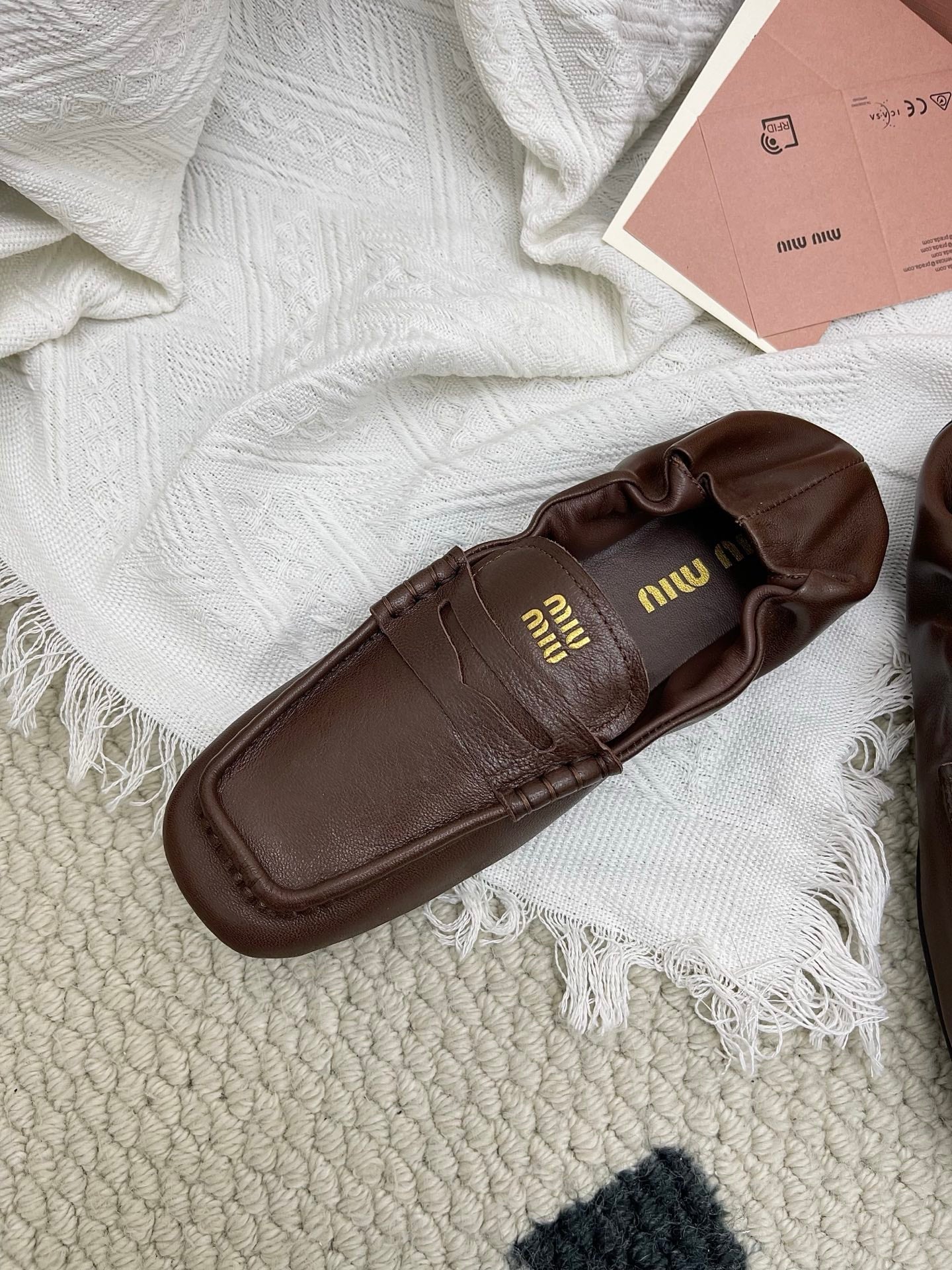 Miu Ruches Brown Leather 611335
