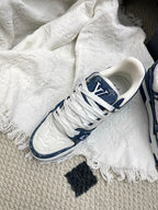 LV Trainer Sneaker Blue White Denim Cowhide 611152