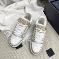 LV Trainer Sneaker White Taupe Denim Cowhide 611153