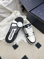 LV Trainer Sneaker White Black Denim Cowhide 611155