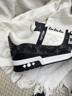 LV Trainer Sneaker White Black Denim Cowhide 611155