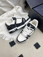 LV Trainer Sneaker White Black Denim Cowhide 611155
