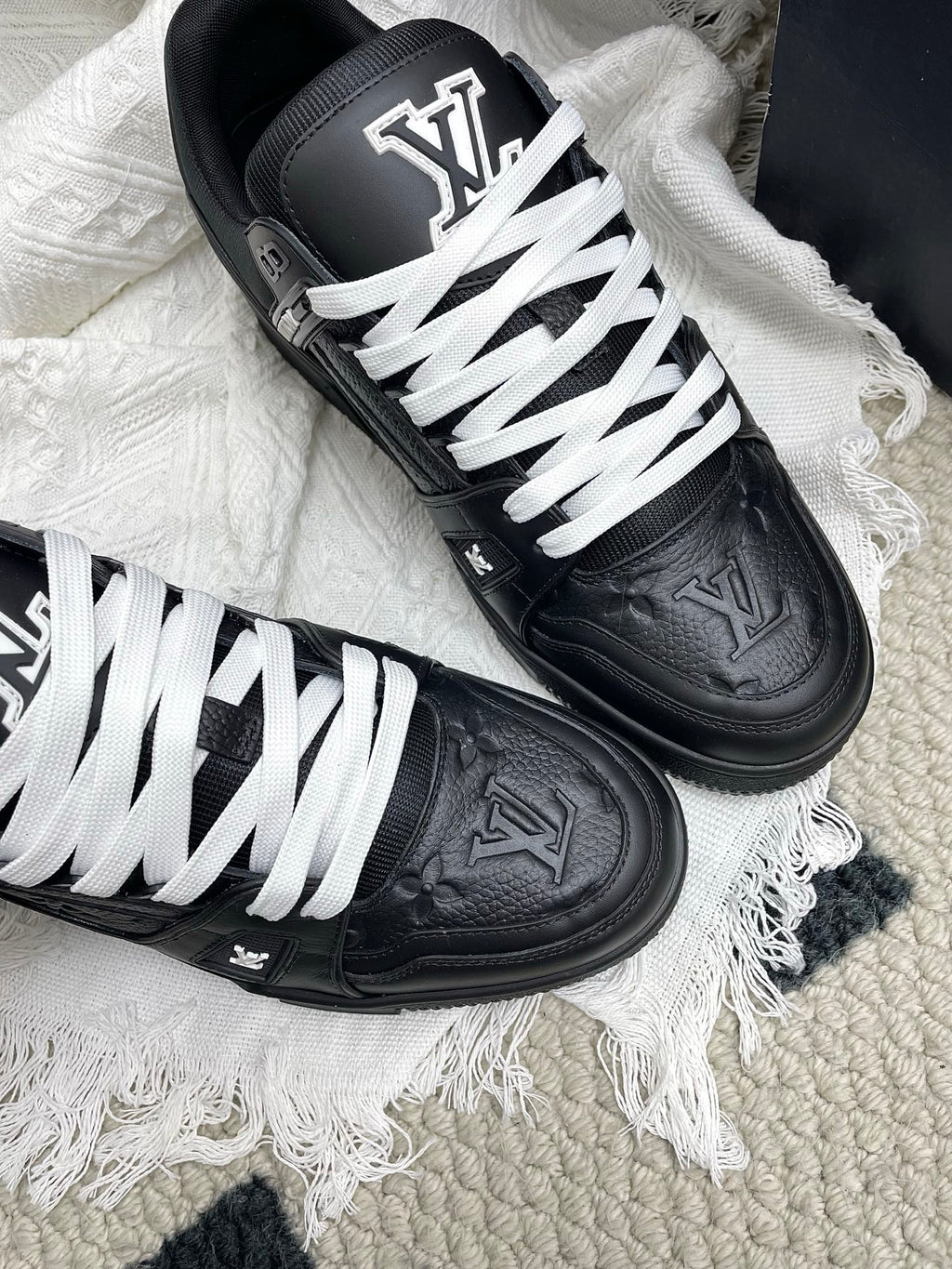 LV Trainer Sneaker Full Black Denim Cowhide 611154