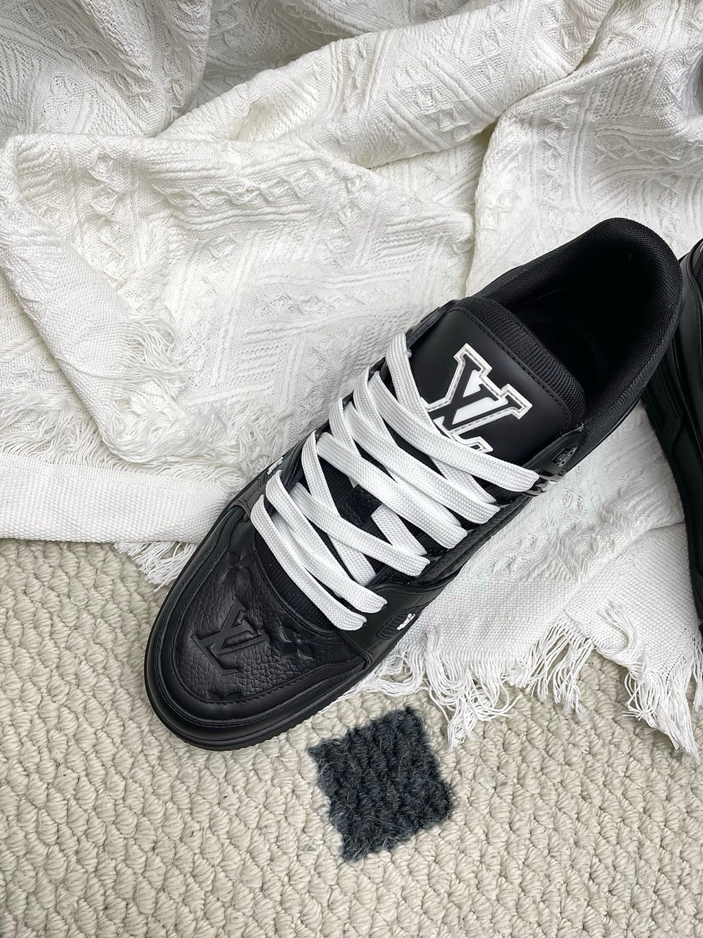 LV Trainer Sneaker Full Black Denim Cowhide 611154