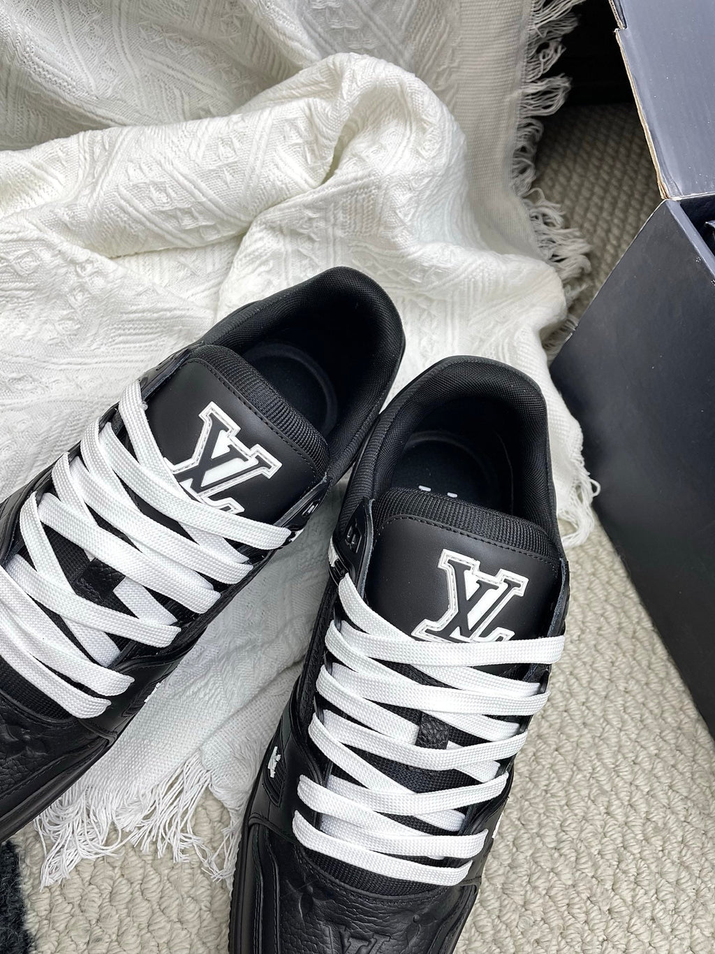 LV Trainer Sneaker Full Black Denim Cowhide 611154
