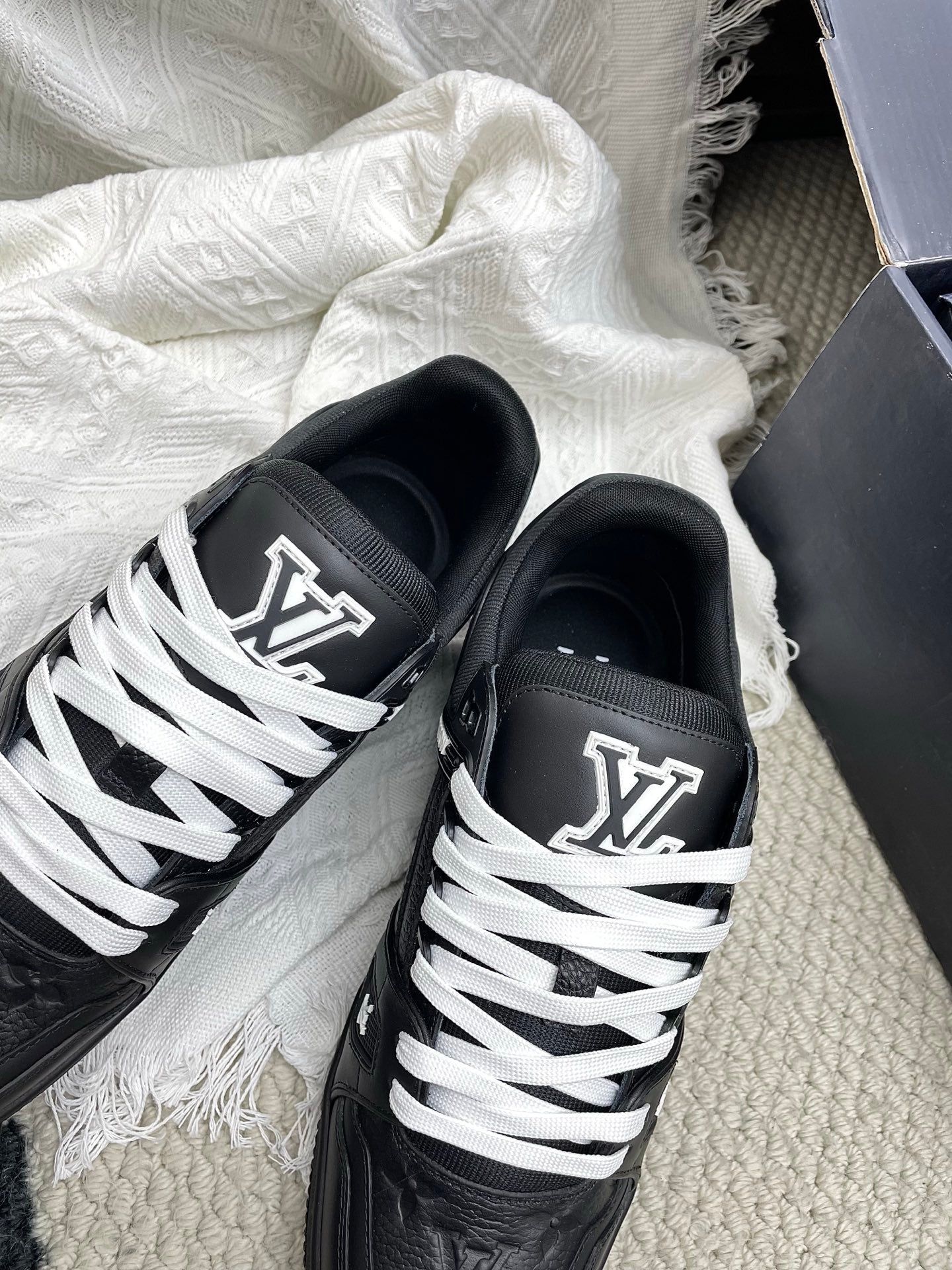 LV Trainer Sneaker Full Black Denim Cowhide 611154