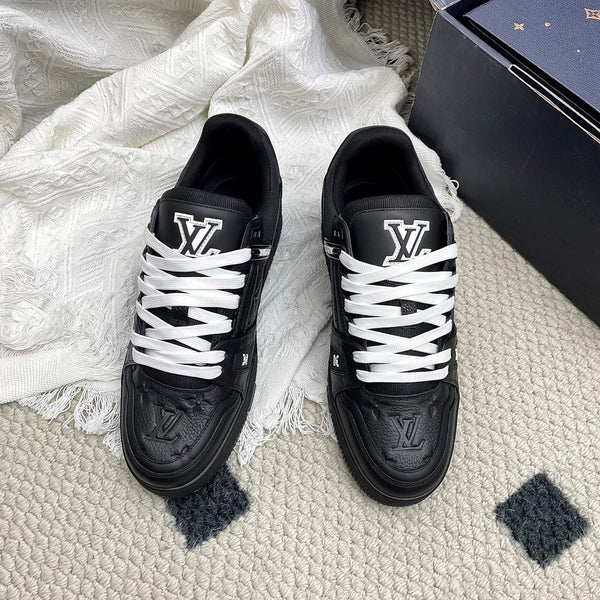 LV Trainer Sneaker Full Black Denim Cowhide 611154