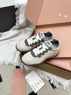 Miu Tyre Sneaker Ivory Taupe Suede 611343