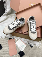 Miu Tyre Sneaker Ivory Taupe Suede 611343