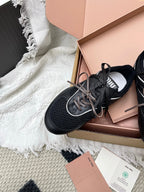 Miu Gymnasium Sneaker Black Mesh Suede 611345