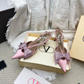 VT 26s Slingback 80 Light Pink Rhinestone Silk Sheepskin 611406