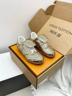 LV Footprint Sneaker Gold Metalic Leather 611172