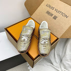 LV Footprint Sneaker Gold Metalic Leather 611172