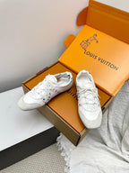 LV x TM Sneakerina White Grey Suede Cowhide 611116