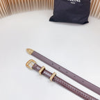 Small Western Belt 18mm Brown Snake Embossed Calfskin Light Gold Hardware