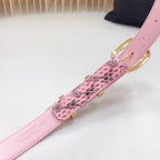 Medium Western Belt 25mm Pink Black Snake Embossed Calfskin Gold Loop Ghw