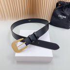 CEL Gold Western 35mm Belt Black Cowhide 175057