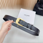 CEL Gold Western 35mm Belt Black Cowhide 175057