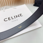 LARGE WESTERN 35 MM BELT BLACK CALFSKIN SILVER HARDWARE