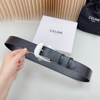 CEL Silver Western 35mm Belt Black Cowhide 175058