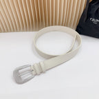 CEL Silver Western 35mm Belt White Cowhide 175055