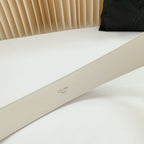 LARGE WESTERN 35 MM BELT WHITE CALFSKIN GOLD HARDWARE