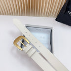 LARGE WESTERN 35 MM BELT WHITE CALFSKIN GOLD HARDWARE