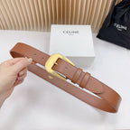 LARGE WESTERN 35 MM BELT BRONZE BROWN CALFSKIN GOLD HARDWARE