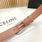LARGE WESTERN 35 MM BELT BRONZE BROWN CALFSKIN SILVER HARDWARE