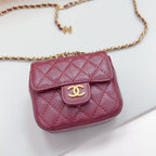 cc chain belt dark red quilted lambskin bag
