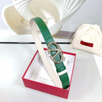 The Bold Edition Reversible Belt 30mm Green White Calfskin Silver Buckle