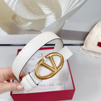 The Bold Edition Revesible Belt 30mm White Calfskin Gold Buckle