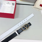 The Bold Edition Reversible Belt 30mm Black White Calfskin Silver Buckle