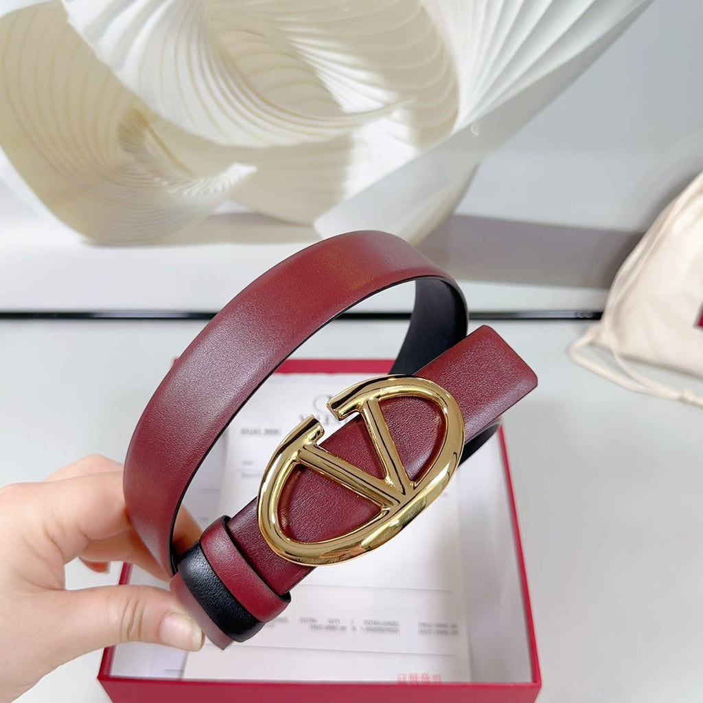 The Bold Edition Reversible Belt 30mm Burgundy Black Calfskin Gold Buckle
