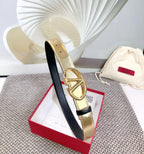 The Bold Edition Reversible Belt 30mm Gold Metalic Black Calfskin Gold Buckle