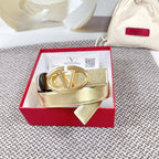 The Bold Edition Reversible Belt 30mm Gold Metalic Black Calfskin Gold Buckle