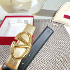 The Bold Edition Reversible Belt 30mm Gold Metalic Black Calfskin Gold Buckle
