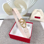 The Bold Edition Reversible Belt 30mm Pastel Pink Calfskin Gold Buckle