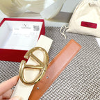 The Bold Edition Reversible Belt 30mm Cream Brown Grained Calfskin Gold Buckle