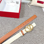 The Bold Edition Reversible Belt 30mm Cream Brown Grained Calfskin Gold Buckle