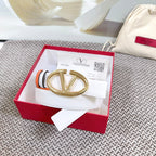 The Bold Edition Reversible Belt 30mm White Brown Calfskin Gold Buckle