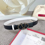 The Bold Edition Reversible Belt 30mm Black White Grained Calfskin Black Buckle